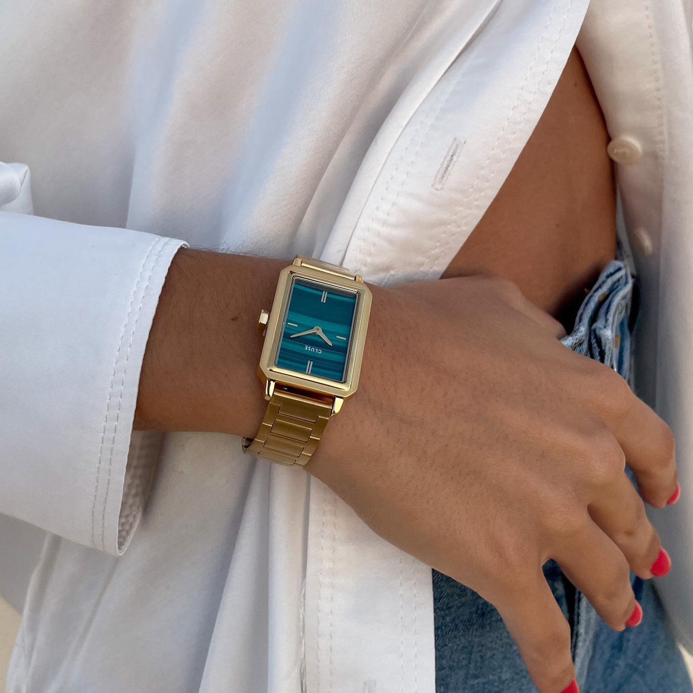 Fluette Watch Steel, Green, Gold Colour