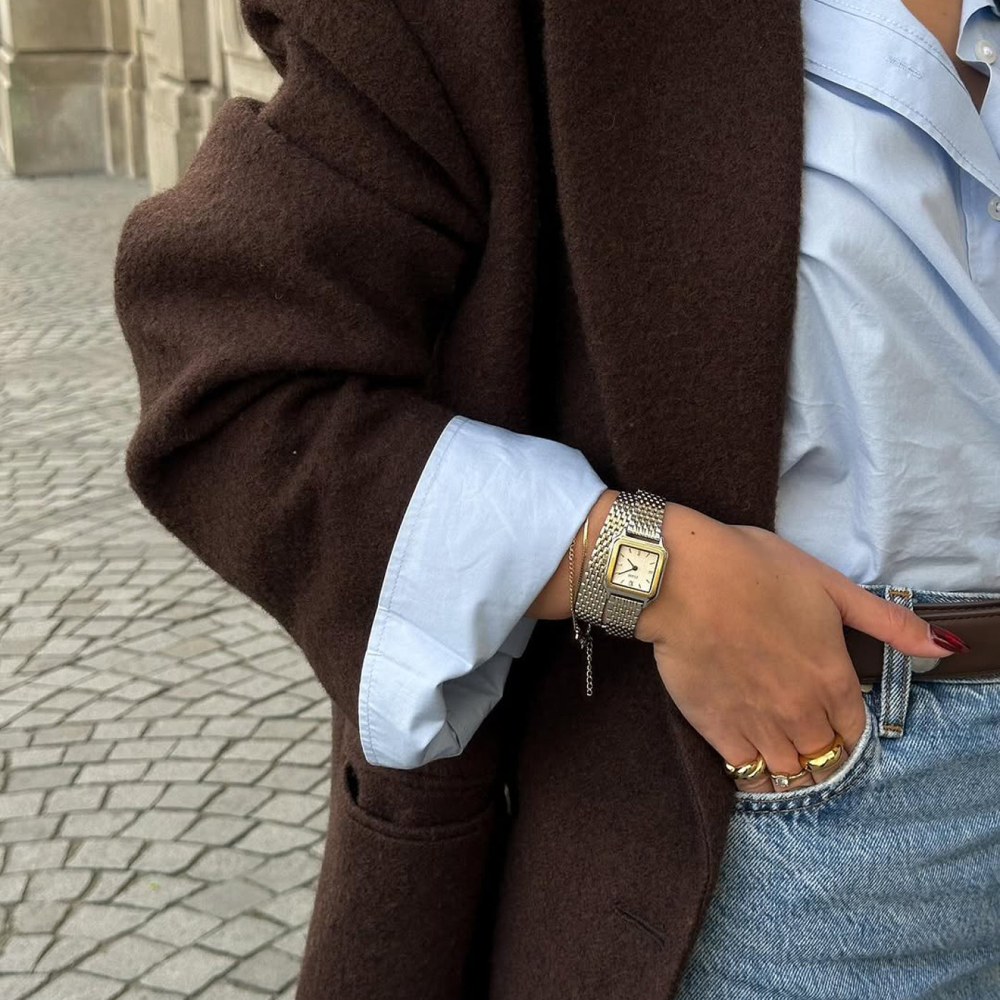 Gracieuse Petite Watch Double Steel, White, Two-tone