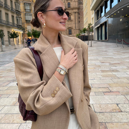 Gracieuse Petite Watch Double Steel, White, Two-tone