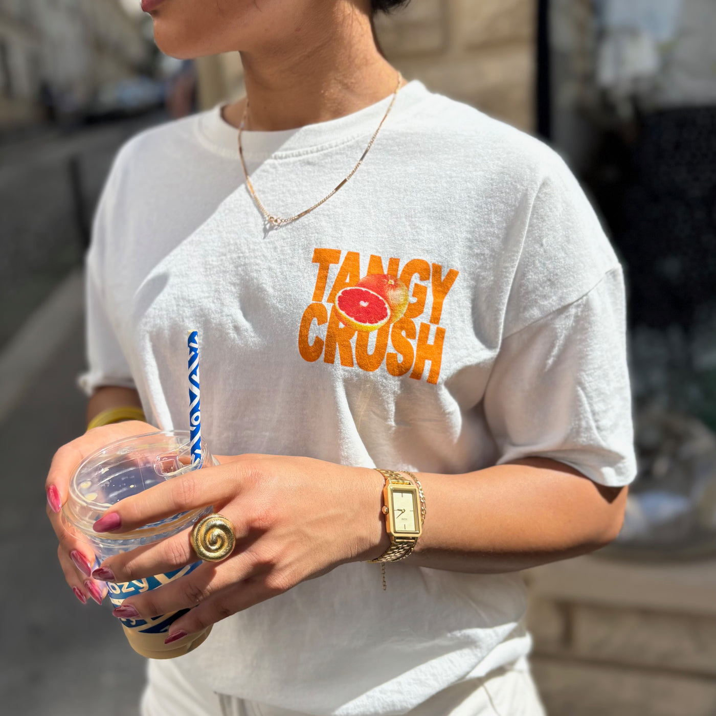 Fluette Watch Steel, Sand Texture Full Gold Colour