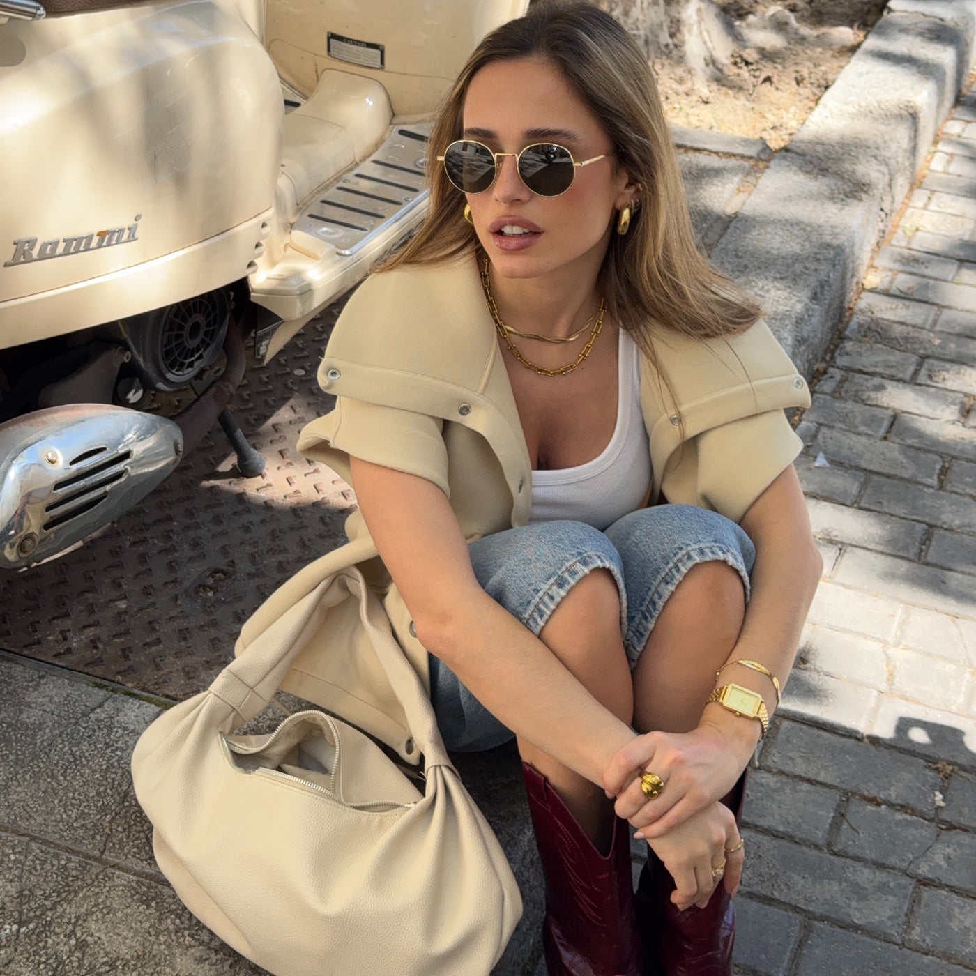 Fluette Watch Steel, Sand Texture Full Gold Colour