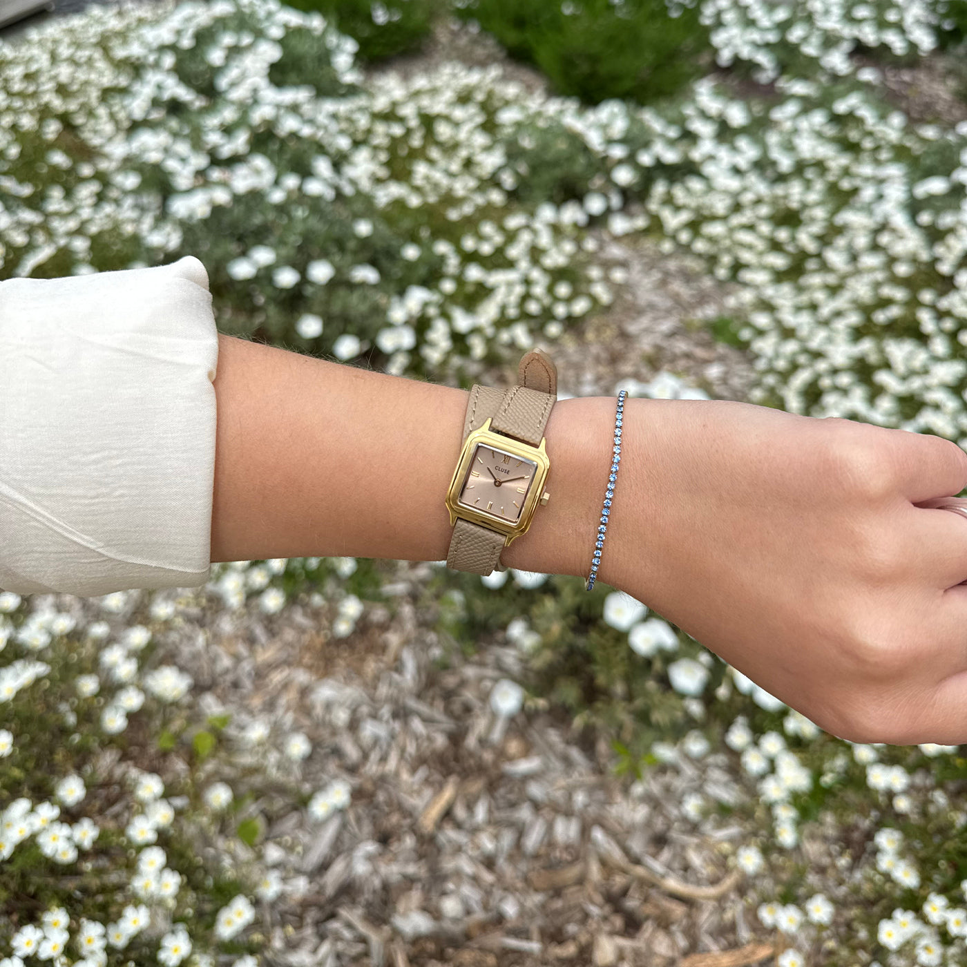 Gracieuse Petite Watch Double Leather, Rugby Tan, Gold Colour