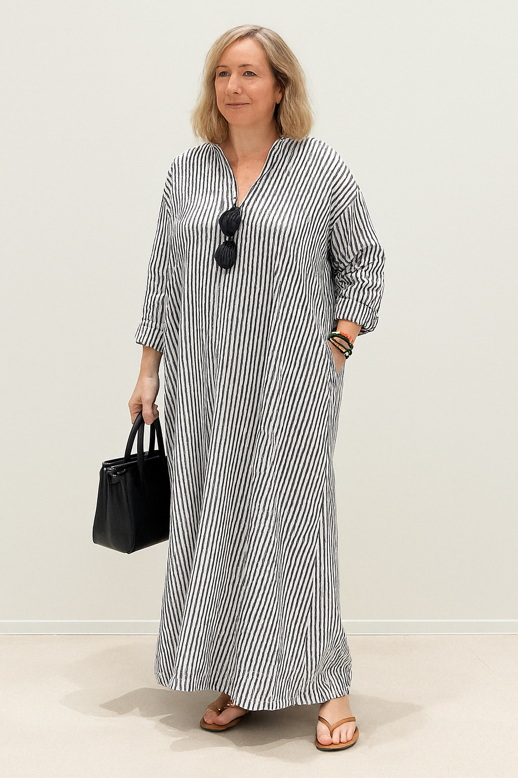 ANAÏS | Long Striped Dress with Flattering Fit