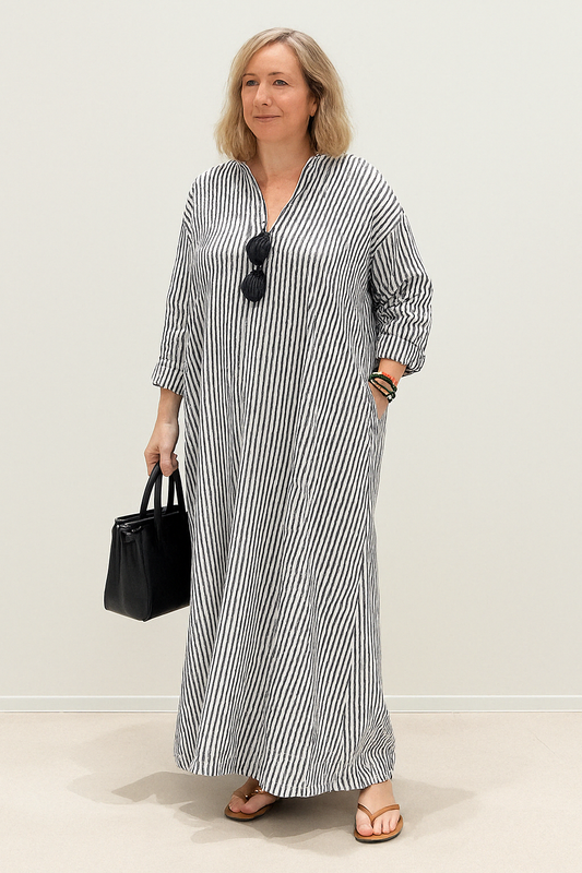 ANAÏS | Long Striped Dress with Flattering Fit