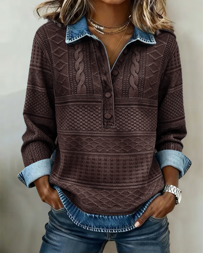 Modern Half-Breasted Sweater – Denim Style