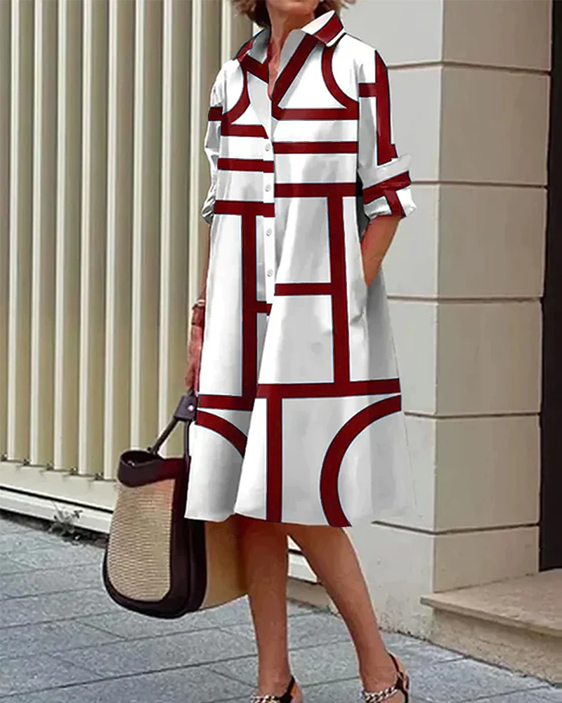 CLAIRE | Dress with pockets and geometric pattern