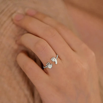 For Mother - S925 You Are Going to Make a Wonderful Mama Baby Palm and Feet Ring