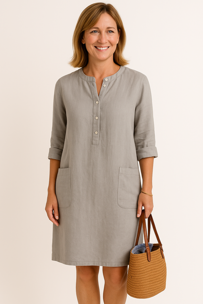 HELENE | Long-sleeved linen dress