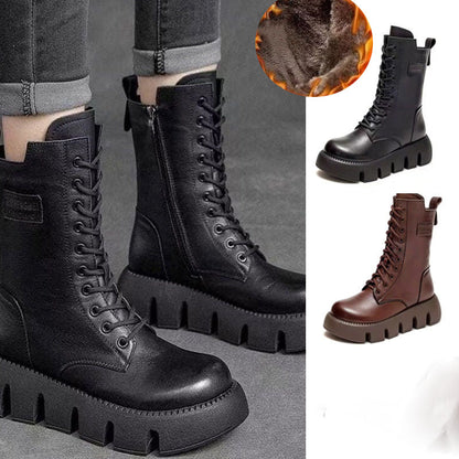 Thick-Soled Boots with Side Zipper