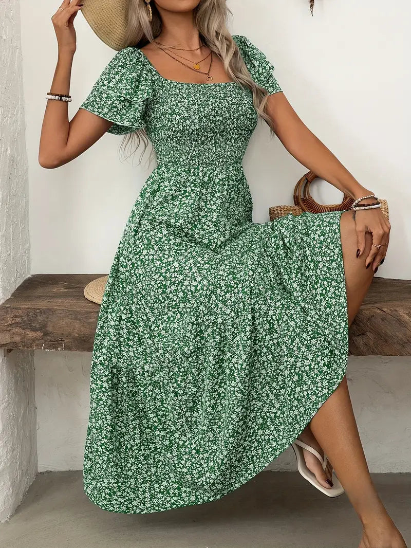 LIMA | Floral Ruffle Midi Dress