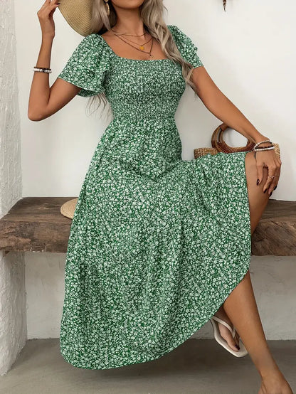 LIMA | Floral Ruffle Midi Dress