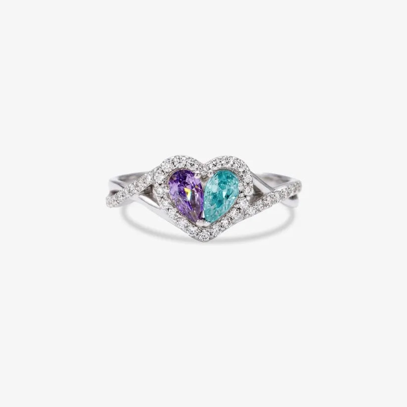 Suicide Prevention Awareness-Blue Purple Two Part Heart Ring
