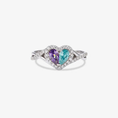 Suicide Prevention Awareness-Blue Purple Two Part Heart Ring