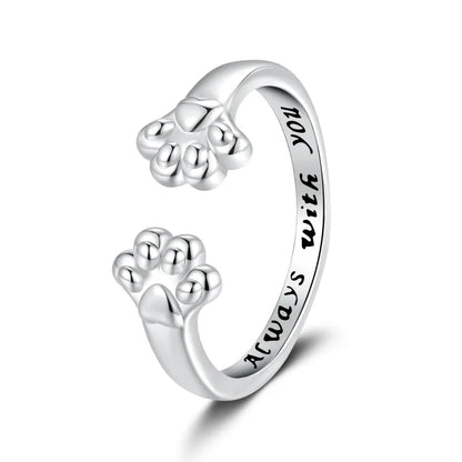 Engraved Paw Print Open Ring