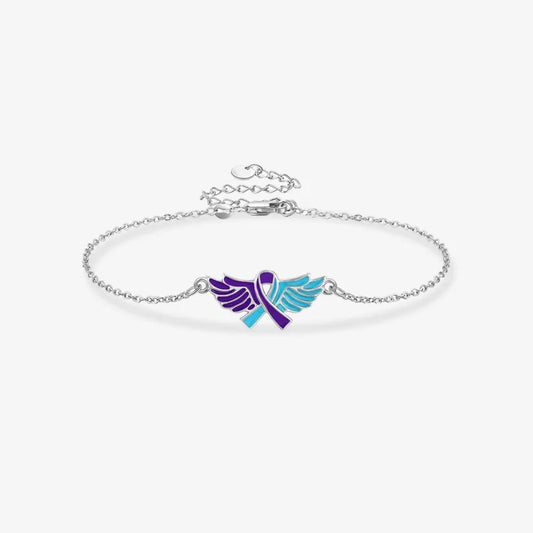 Suicide Prevention Awareness-Blue Purple Wing Ribbon Bracelet