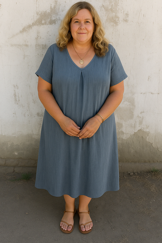 MATHILDE | Casual Dress – V-Neck & Stomach-Flattering Cut