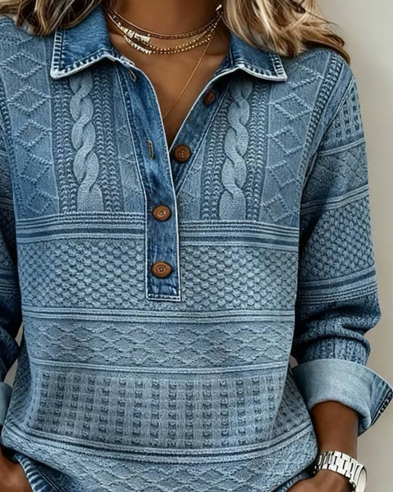 Modern Half-Breasted Sweater – Denim Style