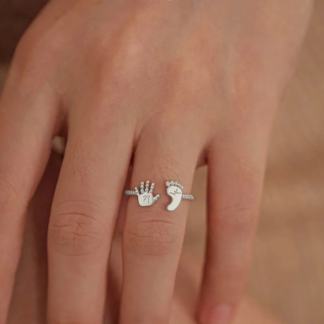 For Mother - S925 You Are Going to Make a Wonderful Mama Baby Palm and Feet Ring