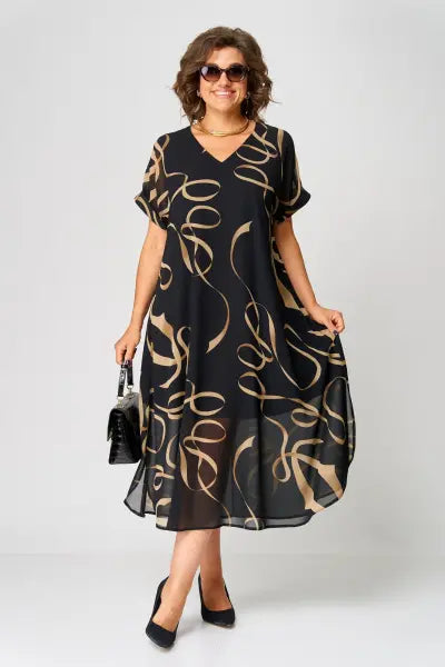 SYLVIA | Elegant chiffon dress with print