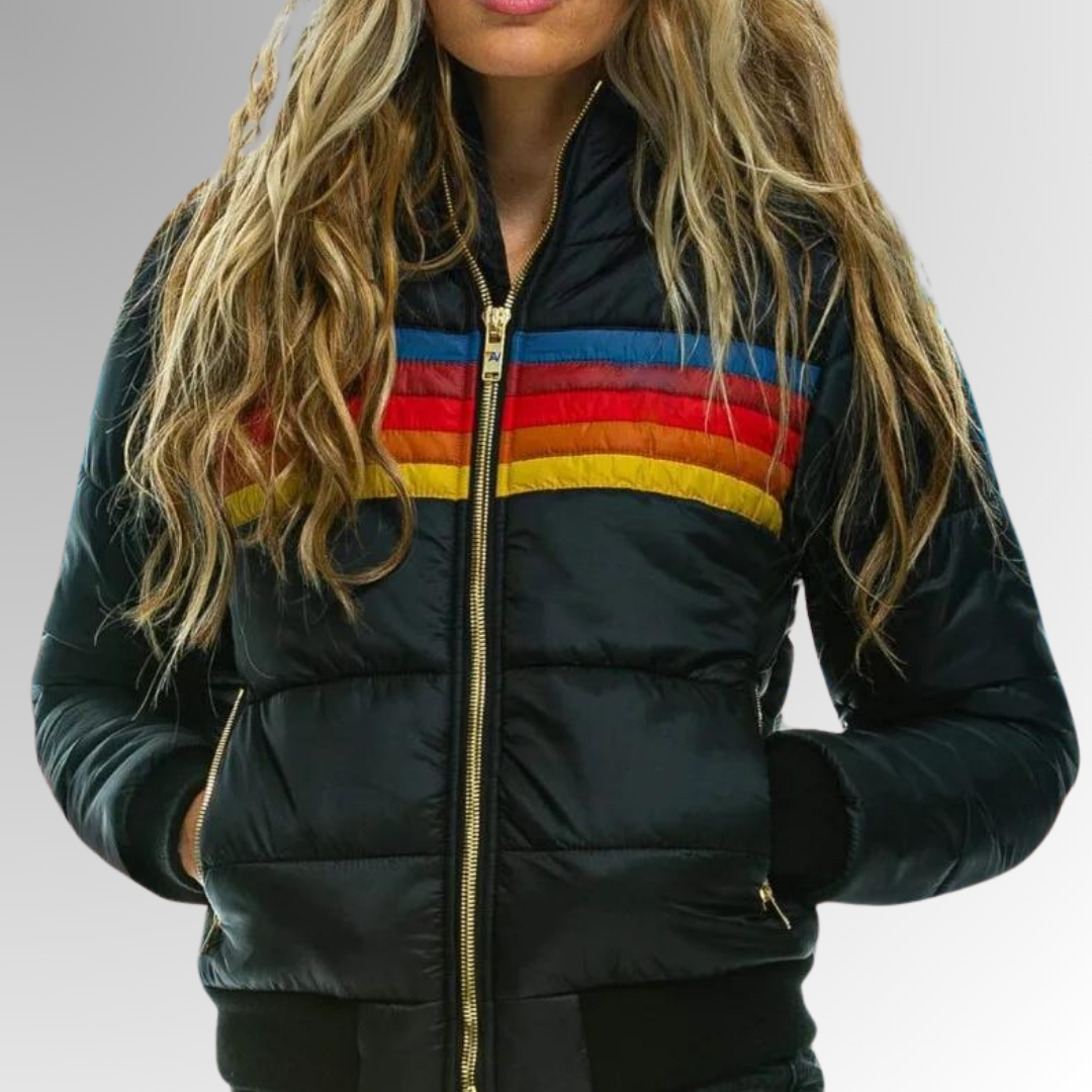 MANON | Rainbow Striped Zip-Up Jacket
