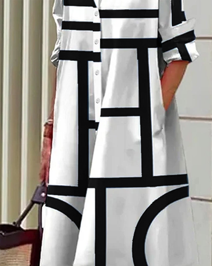 CLAIRE | Dress with pockets and geometric pattern