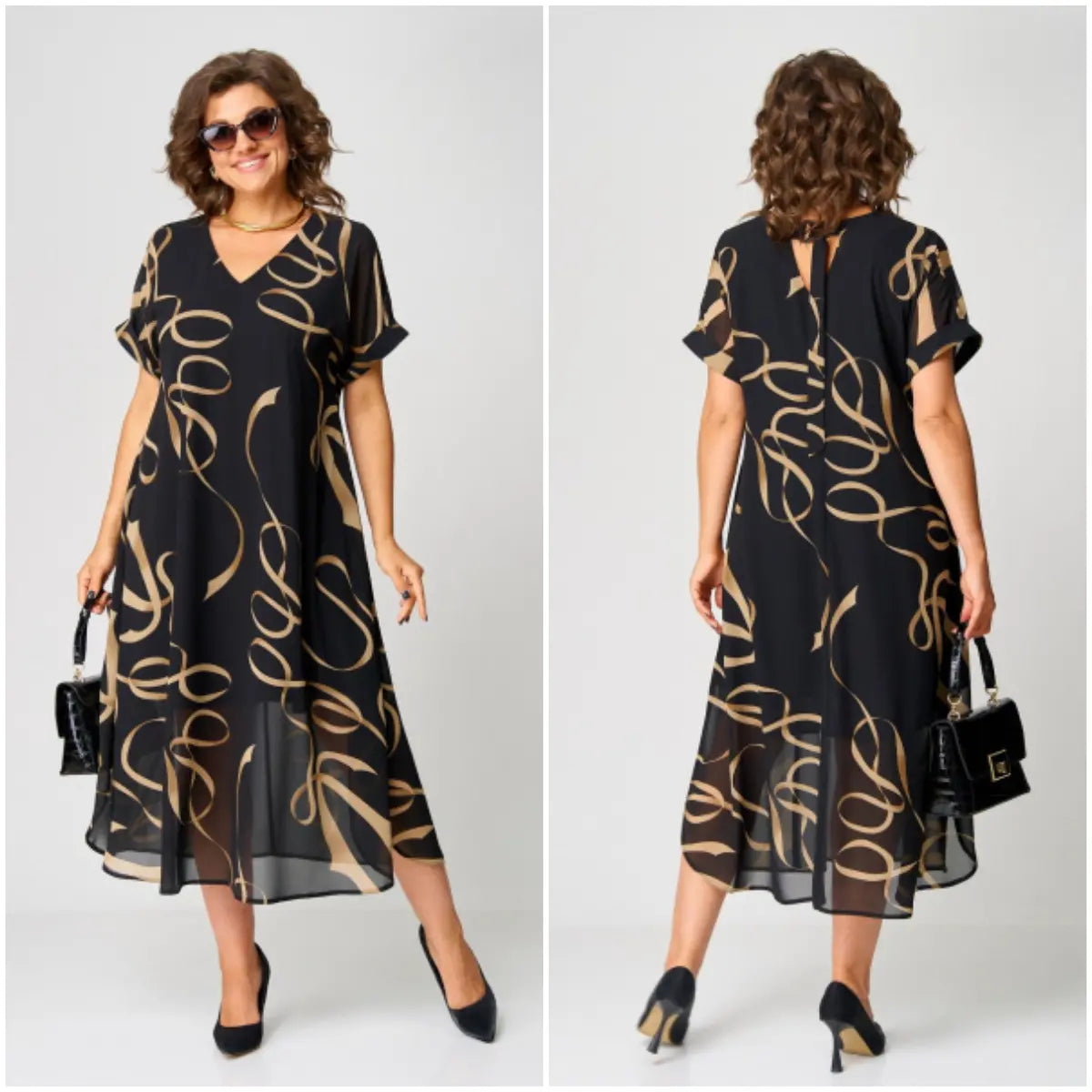 SYLVIA | Elegant chiffon dress with print