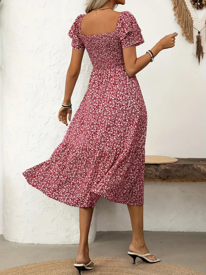LIMA | Floral Ruffle Midi Dress