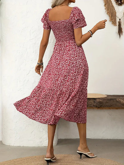 LIMA | Floral Ruffle Midi Dress