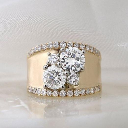 Retro Golden Sparkle Zirconia Ring