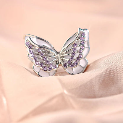 For Memorial - Diamond Double Butterfly Ring