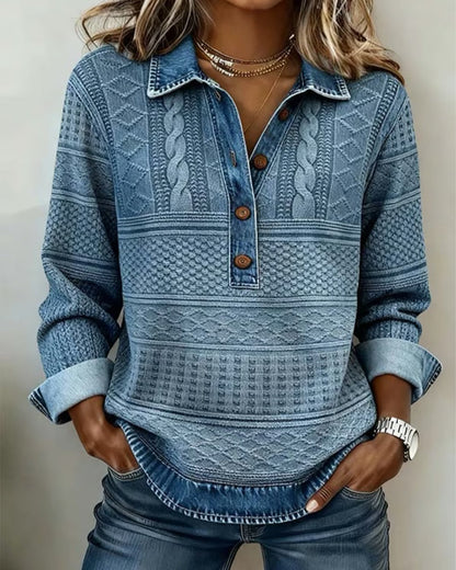 Modern Half-Breasted Sweater – Denim Style