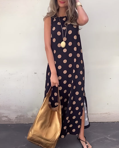 ROXANE | Maxi Split Polka Dot Dress