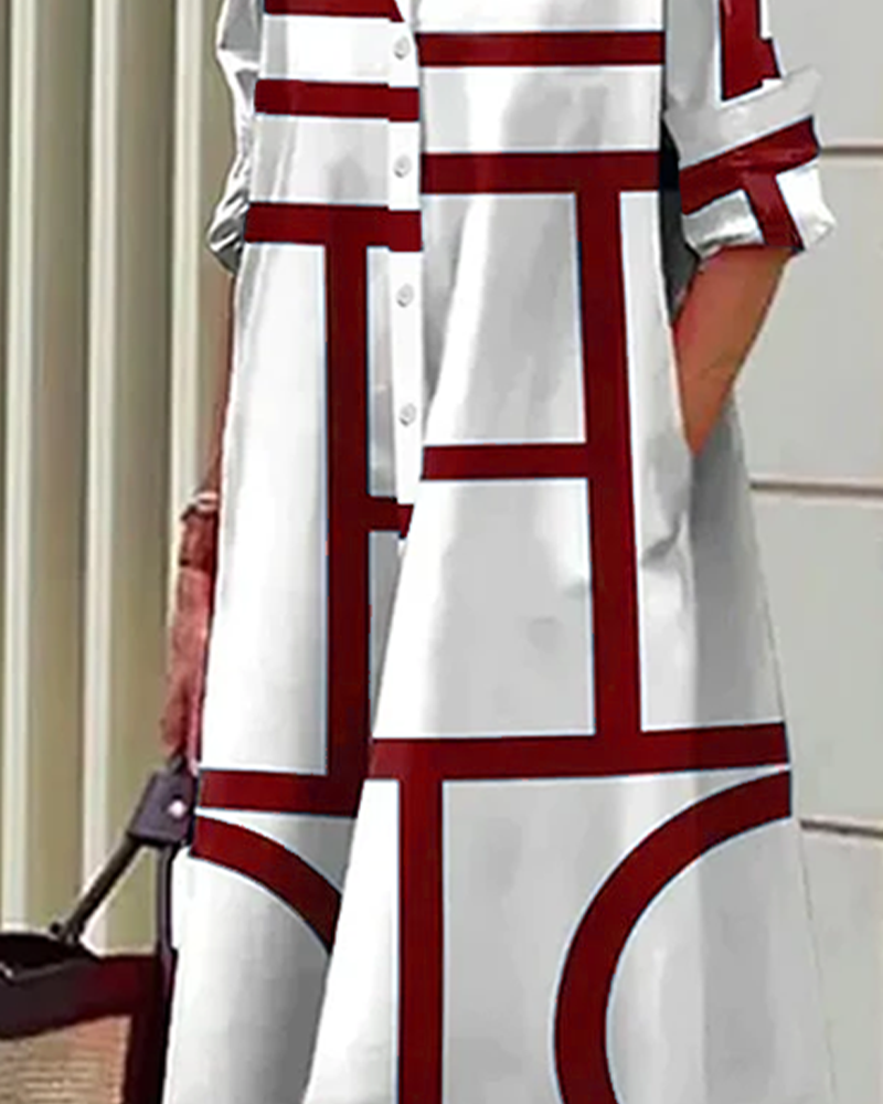 CLAIRE | Dress with pockets and geometric pattern