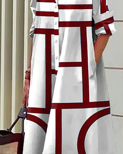 CLAIRE | Dress with pockets and geometric pattern