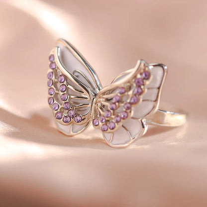 For Memorial - Diamond Double Butterfly Ring
