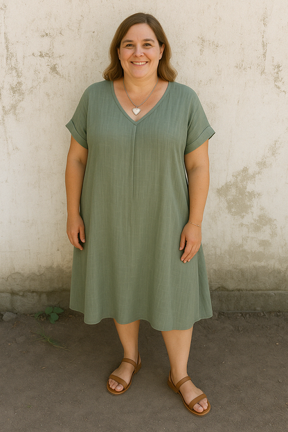 MATHILDE | Casual Dress – V-Neck & Stomach-Flattering Cut
