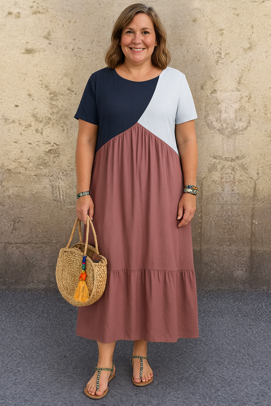 LAURENCE | Casual Patchwork Dress with Stomach-Flattering Fit