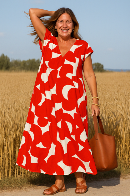 CHARLOTTE | Flattering Abstract Print Dress