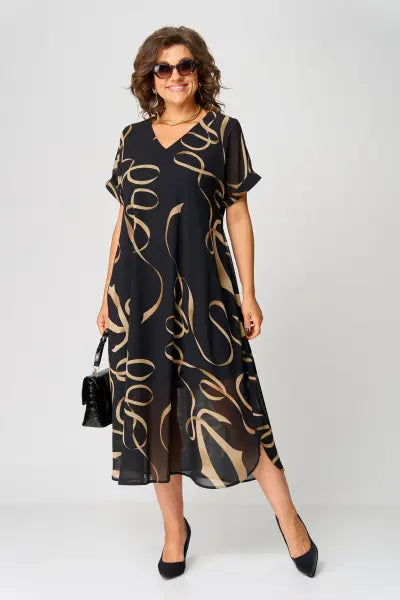 SYLVIA | Elegant chiffon dress with print
