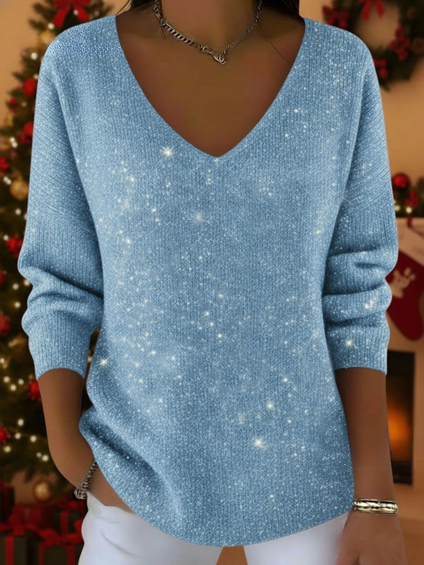 Festive V-Neck Jumper