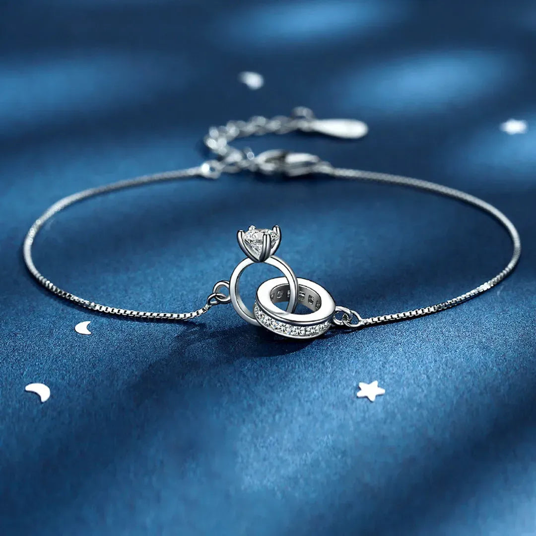 For Wife - Silver 925 Interlocking Diamond Bracelet