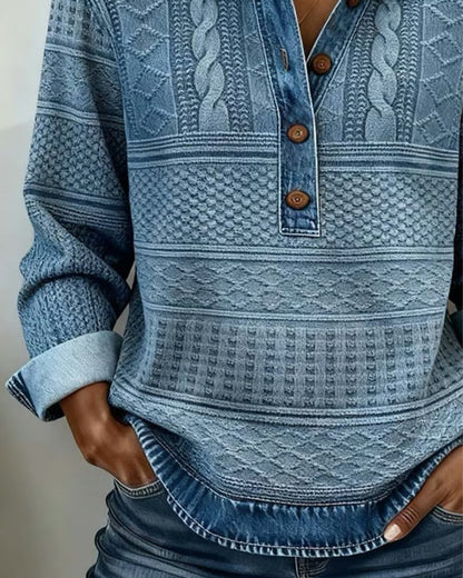 Modern Half-Breasted Sweater – Denim Style