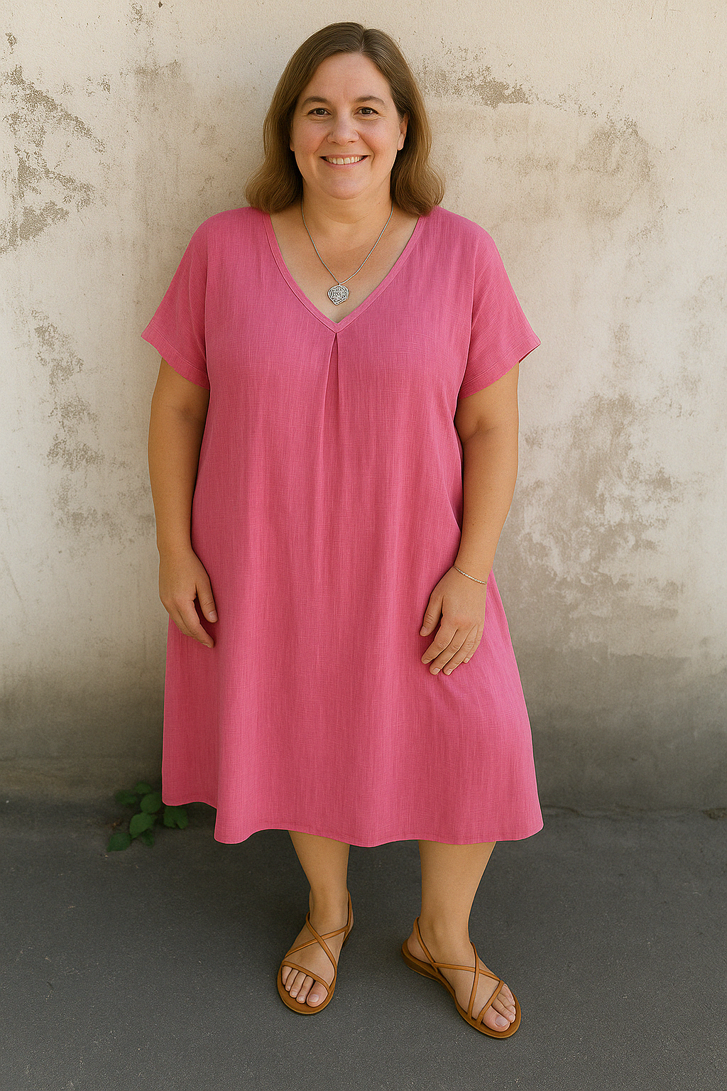 MATHILDE | Casual Dress – V-Neck & Stomach-Flattering Cut