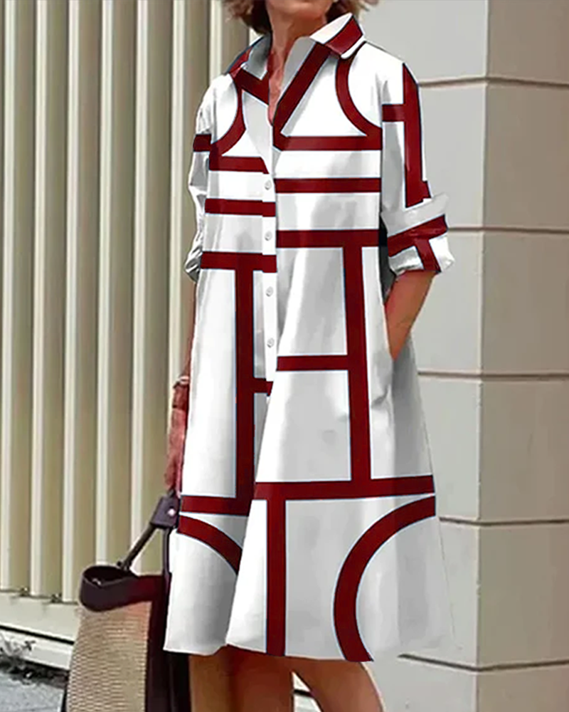 CLAIRE | Dress with pockets and geometric pattern