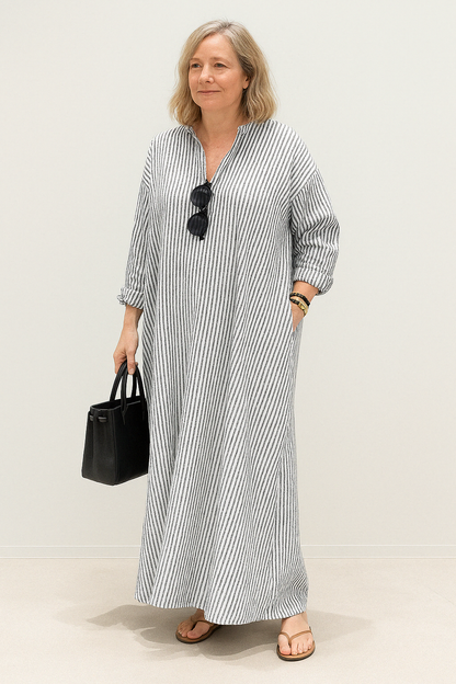 ANAÏS | Long Striped Dress with Flattering Fit