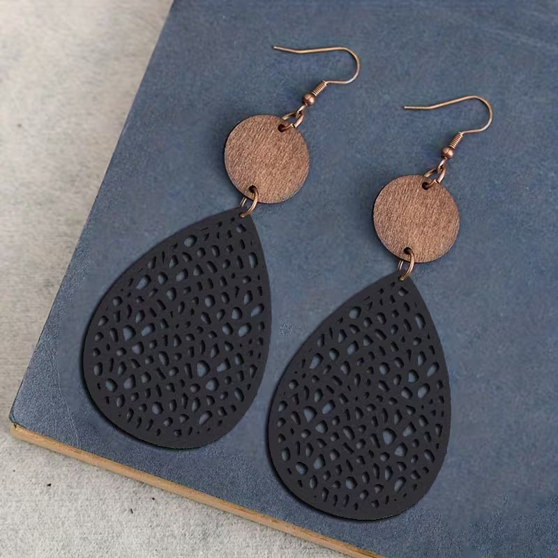 Vintage Leather Drop Earrings