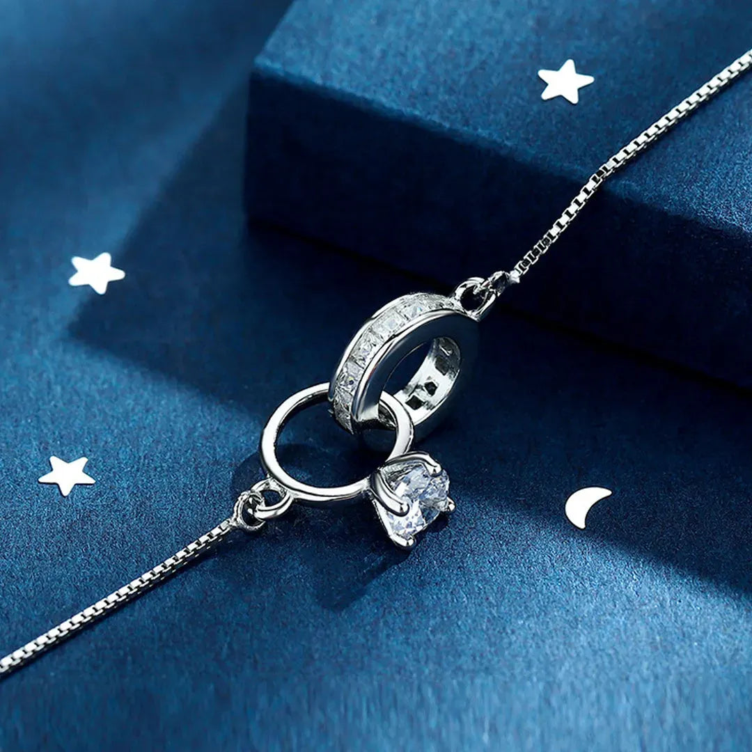 For Wife - Silver 925 Interlocking Diamond Bracelet