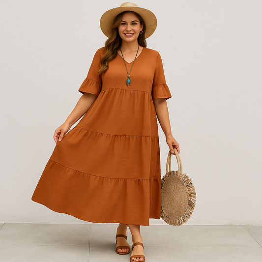 ÉLODIE | V-Neck Dress – Tummy-Flattering Effect