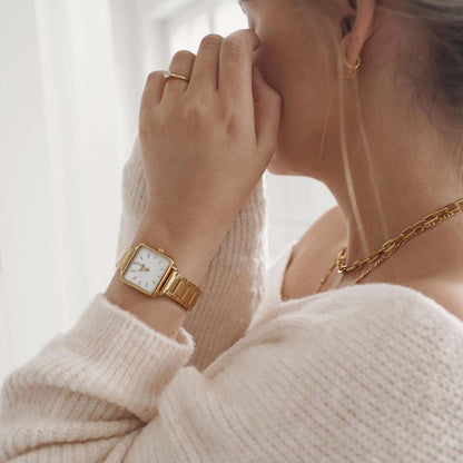 La Tétragone Watch Steel, White Pearl, Gold Colour