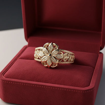 Flower Zirconia Exotic Gold Ring